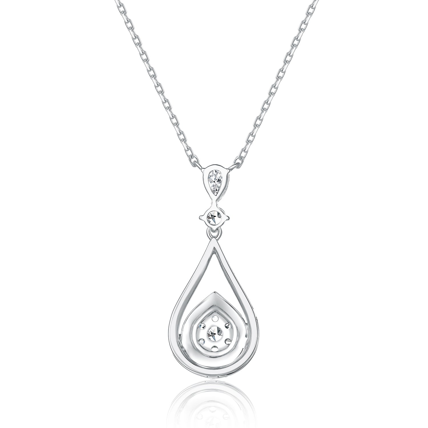 Pear & Round Lab Grown Diamond Teardrop Halo Pendant Necklace