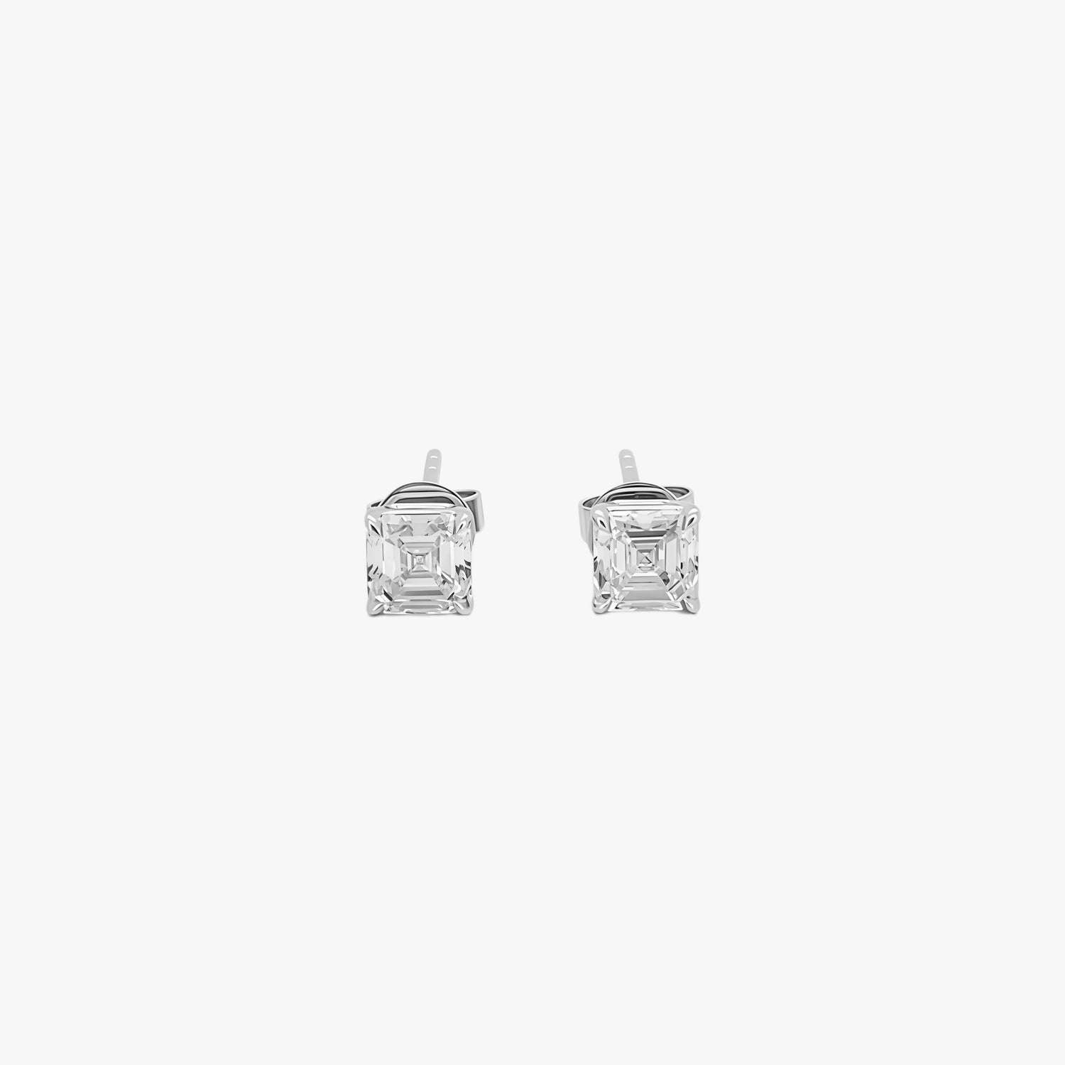 Asscher Cut Lab-Grown Diamond Classic Four-Prong Basket Stud Earrings