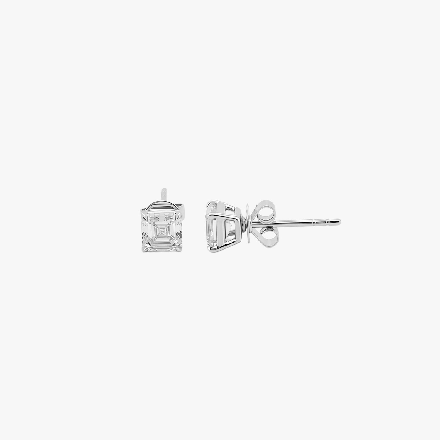 Asscher Cut Lab-Grown Diamond Classic Four-Prong Basket Stud Earrings