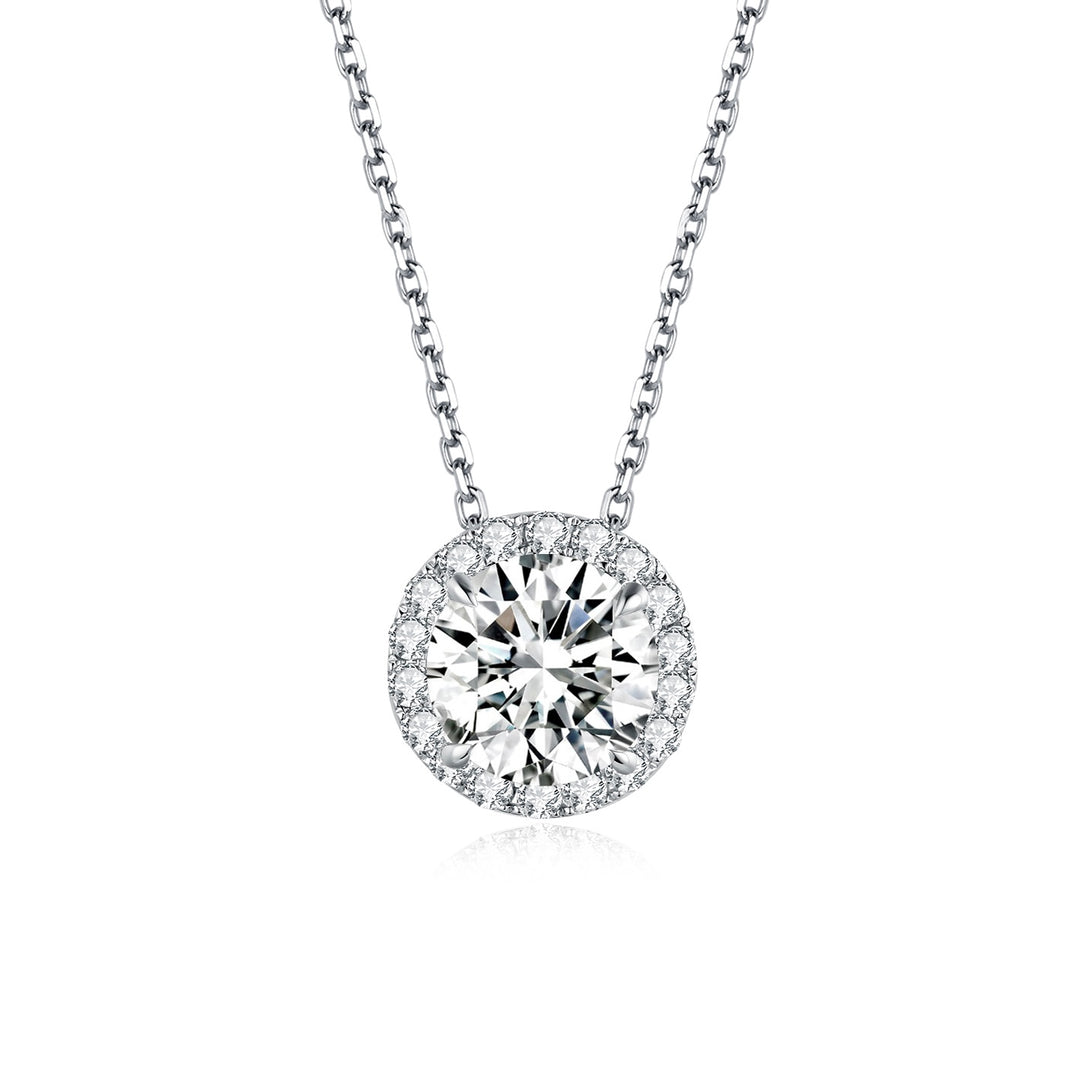 Round Lab Grown Diamond Classic Halo Pendant