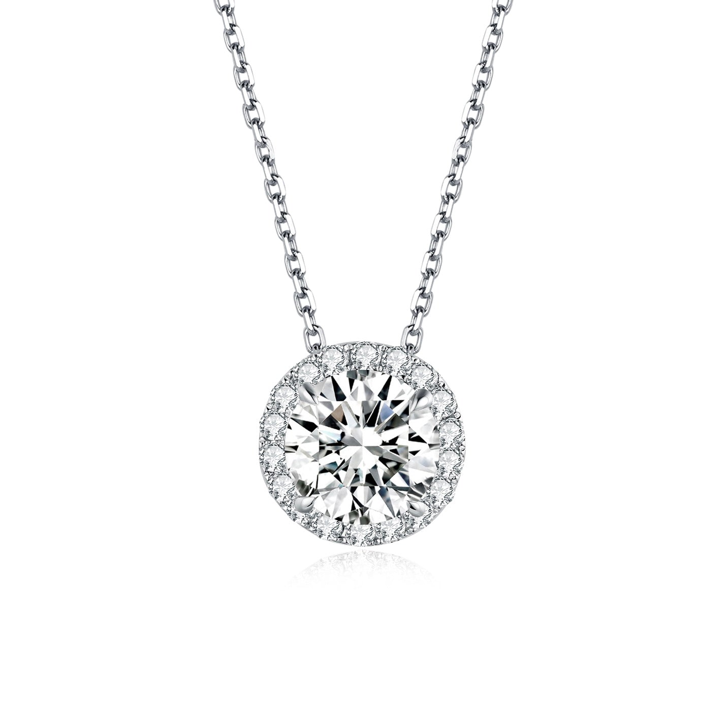 Round Lab Grown Diamond Classic Halo Pendant